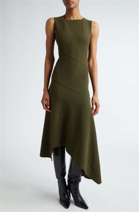 michael kors asymmetrical knit dress|Fitted Sleeveless Asymmetric Wool Knit Midi Dress .